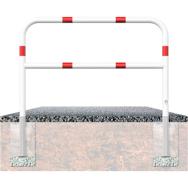 Access barriers | removable and revolving | with triangular locking mechanism | with quarter-bend bar | hot-dip galvanized and white coatedwith red reflecting stripes | total width: 1500 mm